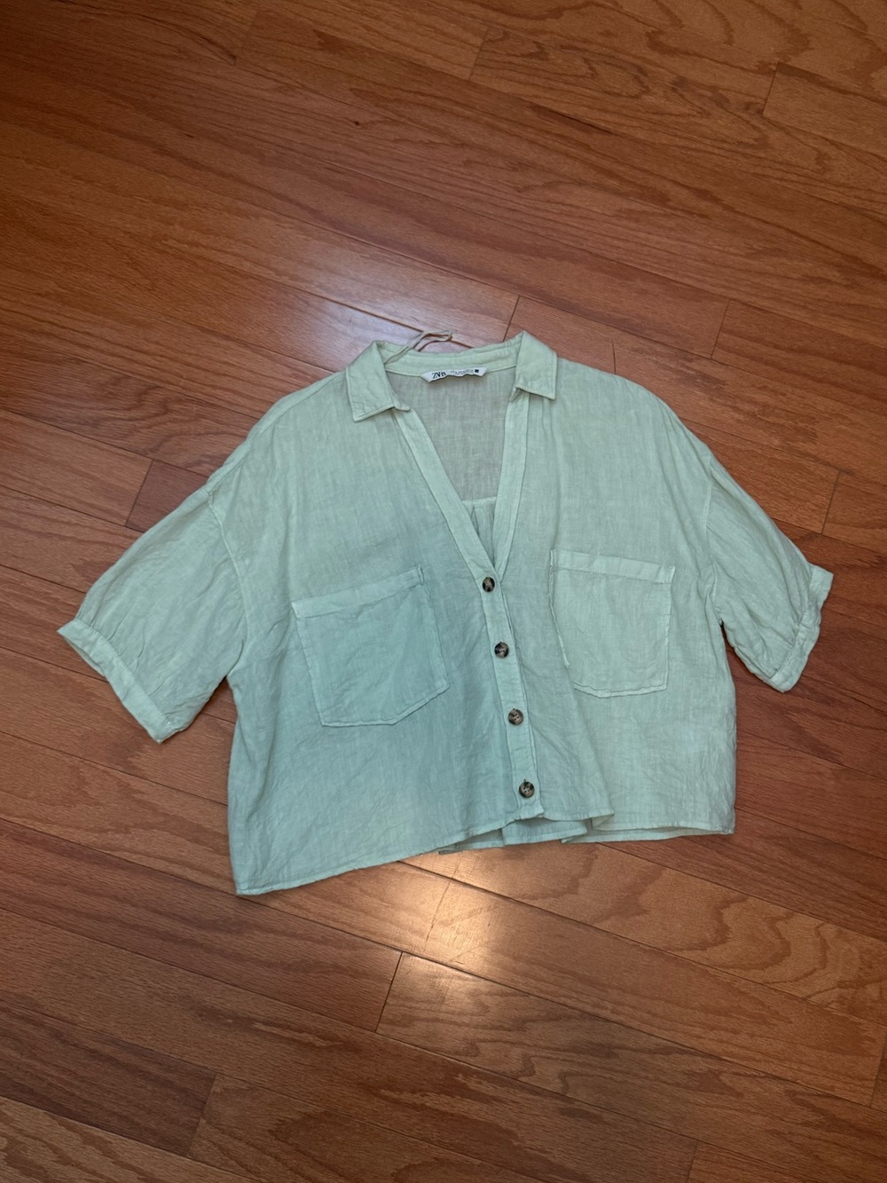 Zara Mint Linen Top